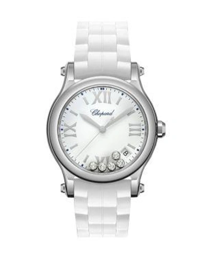 CHOPARD WOMEN'S HAPPY SPORT STAINLESS STEEL, DIAMOND & RUBBER-STRAP WATCH