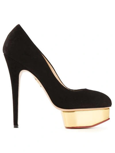 CHARLOTTE OLYMPIA 'Dolly' Gold Platform Pumps