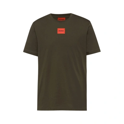 HUGO BOSS REGULAR-FIT COTTON T-SHIRT WITH RED LOGO LABEL