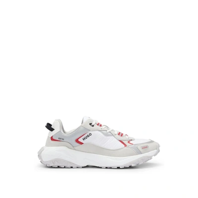 HUGO BOSS LACE-UP TRAINERS IN MIXED MATERIALS WITH LOGO DETAILS