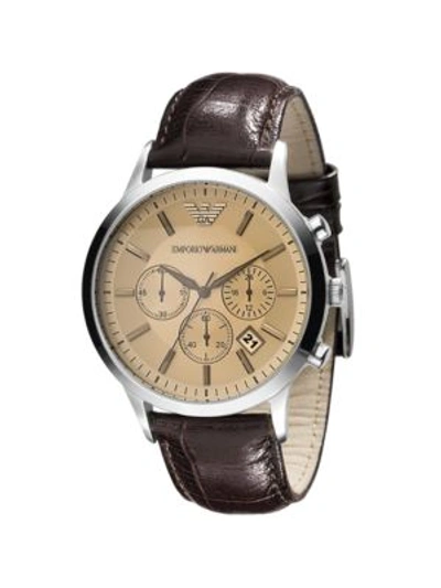 EMPORIO ARMANI MEN'S LEATHER CHRONOGRAPH WATCH