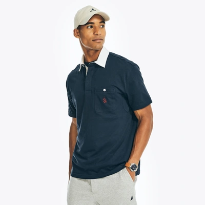 NAUTICA MENS RELAXED FIT LOGO POCKET POLO