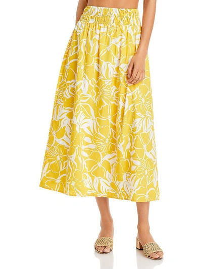 FAITHFULL THE BRAND KIERA WOMENS RUCHED LINED MIDI SKIRT