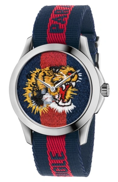 GUCCI LE MARCHE DES MERVEILLES NYLON STRAP WATCH, 45MM