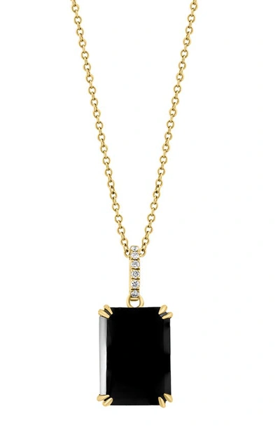 EFFY EFFY 14K YELLOW GOLD ONYX & DIAMOND PENDANT NECKLACE