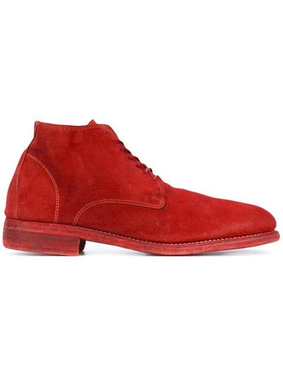 GUIDI GUIDI ANKLE LACE-UP BOOTS - RED