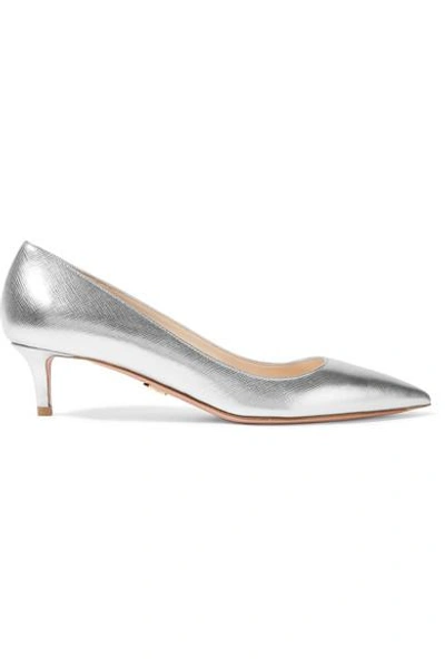 PRADA METALLIC TEXTURED-LEATHER PUMPS
