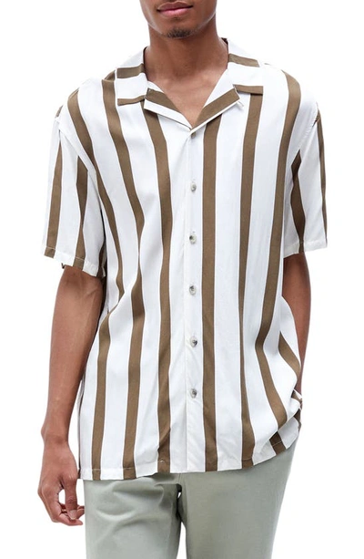 PACSUN STRIPE SHORT SLEEVE BUTTON-UP RESORT SHIRT