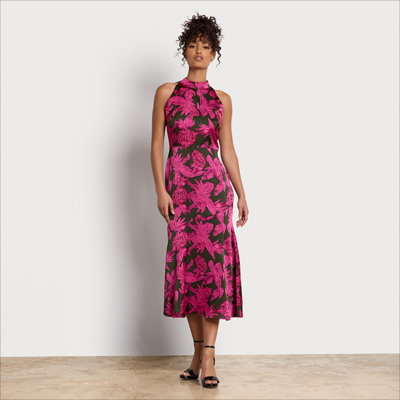 SAM EDELMAN SAM EDELMAN HALTER PALM MAXI DRESS MAGENTA MULTI