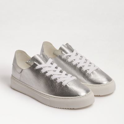SAM EDELMAN SAM EDELMAN POPPY LACE UP SNEAKER SOFT SILVER LEATHER