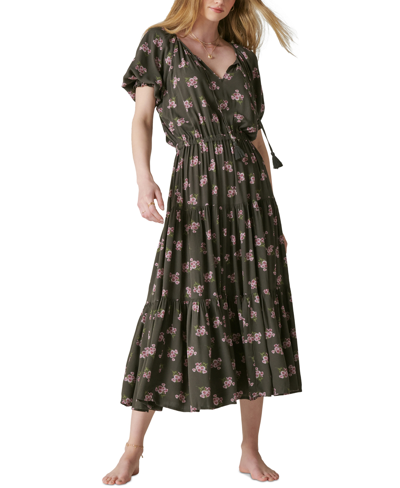 LUCKY BRAND WOMEN'S BOHO SMOCKED WAIST MAXI DRESS