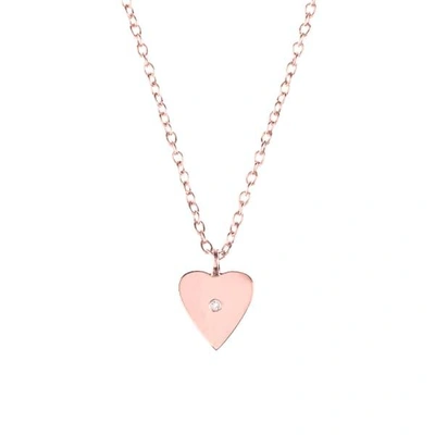LATELITA LONDON HEART & WHITE TOPAZ NECKLACE ROSE GOLD