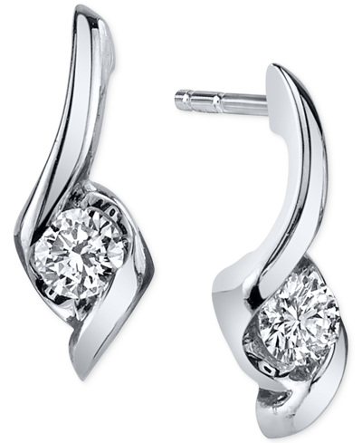 SIRENA DIAMOND TWIST DROP EARRINGS (1/8 CT. T.W.) IN 14K WHITE GOLD