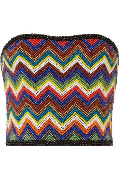 ALICE AND OLIVIA SARAPHINA BEADED SILK BUSTIER TOP