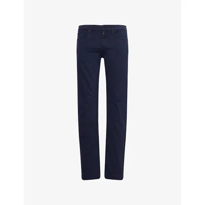 7 FOR ALL MANKIND ENS STRETCH SATEEN NAVY SLIMMY TAPERED-LEG STRETCH-COTTON BLEND TROUSERS
