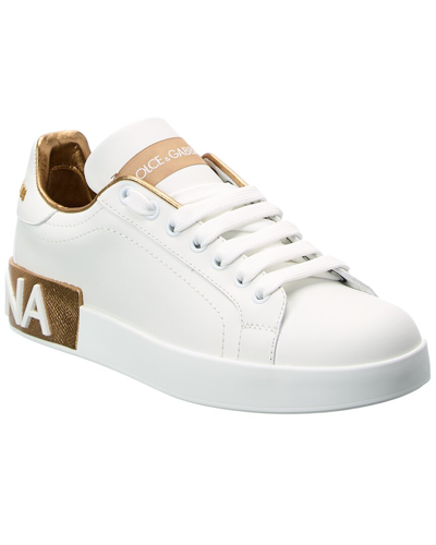 DOLCE & GABBANA DOLCE & GABBANA PORTOFINO LEATHER SNEAKER WOMEN'S