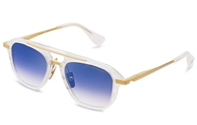 DITA DITA SUNGLASSES TERRACRAFT DTS416 -A-02 WHITE SWIRL YELLOW GOLD BLUE FLASH LENS