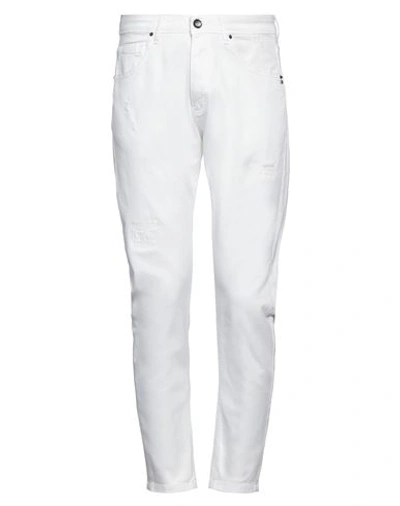 TAKE-TWO TAKE-TWO MAN DENIM PANTS WHITE SIZE 33 COTTON, ELASTANE