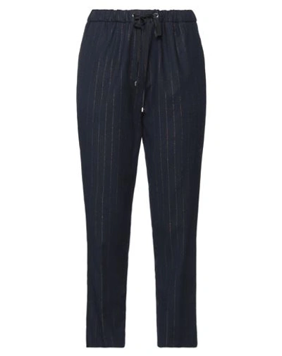 SFIZIO SFIZIO STUDIO WOMAN PANTS MIDNIGHT BLUE SIZE 4 POLYESTER, WOOL, VISCOSE, ELASTANE