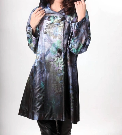ANGEL VERDANT HOODED RAIN JACKET IN BLUE MULTI