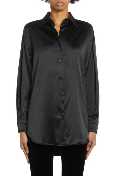TOM FORD TOM FORD RELAXED FIT STRETCH SILK SATIN BLOUSE