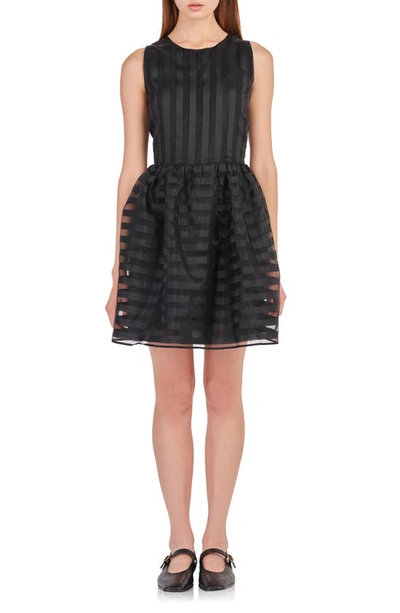 ENGLISH FACTORY ENGLISH FACTORY STRIPE SLEEVELESS ORGANZA DRESS