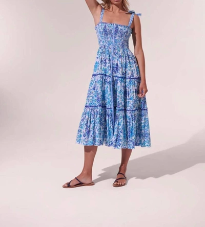 POUPETTE ST BARTH Triny Midi Dress In Blue Aquarelle