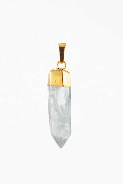 CRYSTAL HAZE ROCK CRYSTAL QUARTZ PENDANT IN CLEAR/GOLD