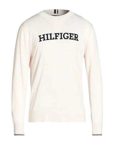 TOMMY HILFIGER TOMMY HILFIGER MAN SWEATER CREAM SIZE L COTTON