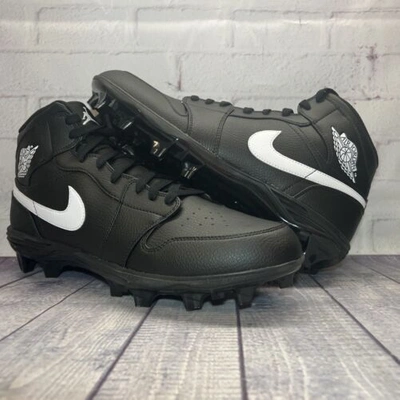 JORDAN NIKE AIR JORDAN 1 MID TD BLACK WHITE FOOTBALL CLEATS FJ6805-001 MEN’S SIZE 13