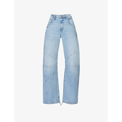 EB DENIM EB DENIM WOMEN'S DAPHNE FREDERIC DRAWSTRING-CUFF WIDE-LEG HIGH-RISE JEANS