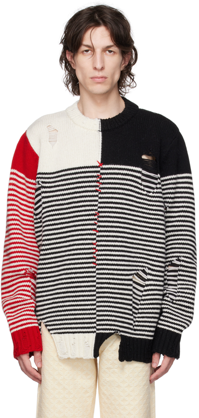CHARLES JEFFREY LOVERBOY BLACK & RED MEGA SHRED SWEATER