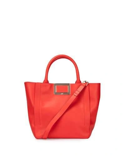 ROGER VIVIER Ines Small Shopping Bag, Coral