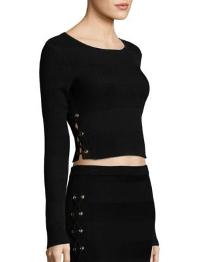 ALICE AND OLIVIA Malika Lace-Up Cropped Top