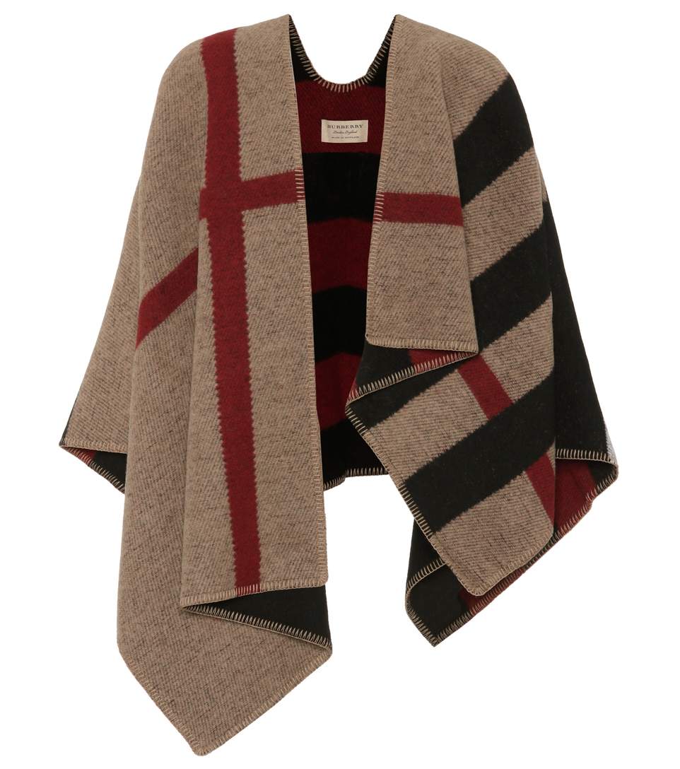 Shop Burberry Mega Check Wool And Cashmere Cape In House Check