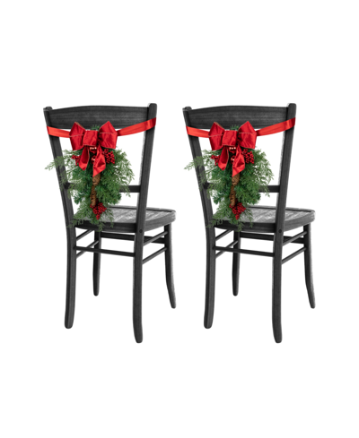 NORTHLIGHT SET OF 2 MIXED CEDAR AND PINE CHRISTMAS CHAIR BACK SWAGS
