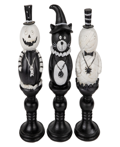 NORTHLIGHT SET OF 3 HALLOWEEN CANDLESTICK DECORATIONS, 8.25"
