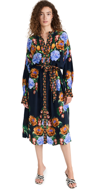 BORGO DE NOR CAMILA DRESS WINTER ROSE NAVY