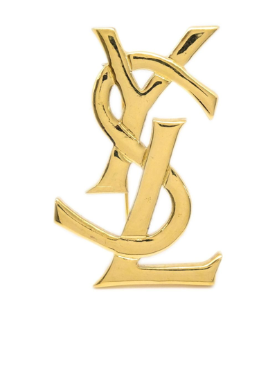 SAINT LAURENT 1990-2000S YSL LOGO BROOCH