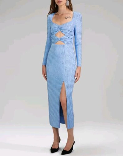 SELF-PORTRAIT US SELLER 100% AUTH GUARANTEE USA 0,2,4,6,8 BLUE JERSEY RHINESTONE MIDI DRESS