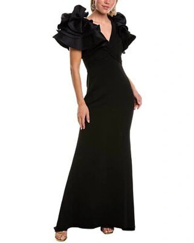 BADGLEY MISCHKA BADGLEY MISCHKA RUFFLE SLEEVE GOWN WOMEN'S