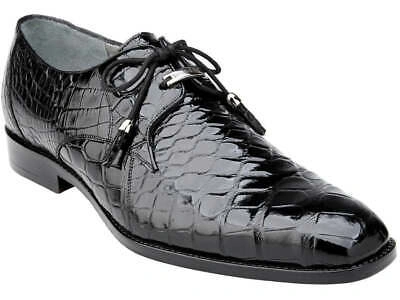 BELVEDERE BELVEDERE MEN'S SHOES LAGO GENUINE ALLIGATOR PLAIN TOE TASSEL BLACK 14010