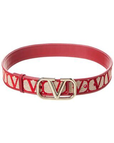 VALENTINO GARAVANI VALENTINO 40MM REVERSIBLE TOILE ICONOGRAPHE CANVAS & LEATHER BELT WOMEN'S
