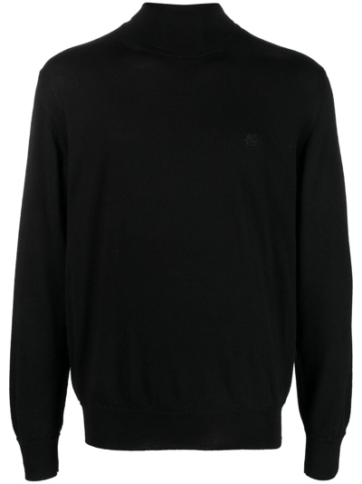 ETRO LOGO-EMBROIDERED ROLL-NECK JUMPER