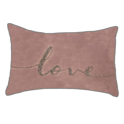EDIEHOME CELEBRATIONS BEADED LOVE LUMBAR DECORATIVE PILLOW, 12" X 18"