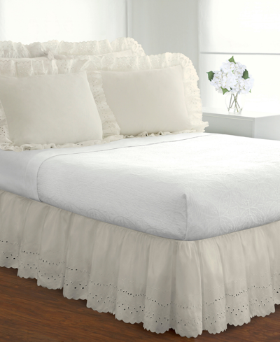 FRESH IDEAS RUFFLED EYELET 14" DROP BED SKIRT, CALIFORNIA KING