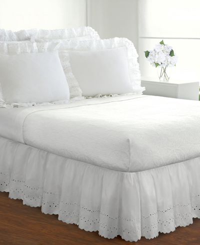 FRESH IDEAS RUFFLED EYELET 14" DROP BED SKIRT, CALIFORNIA KING