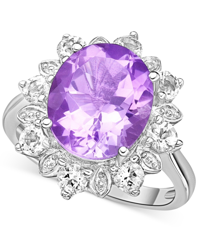MACY'S PINK AMETHYST (4-1/2 CT. T.W.) & WHITE TOPAZ (7/8 CT. T.W.) HALO RING IN STERLING SILVER