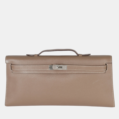 HERMES SWIFT ETOUPE KELLY CUT CLUTCH PHW