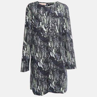 MARNI BLACK PRINTED COTTON FULL SLEEVE SHORT DRESS M